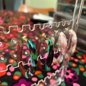 Lot of 2 Madewell Lucite Half Hoop Earrings